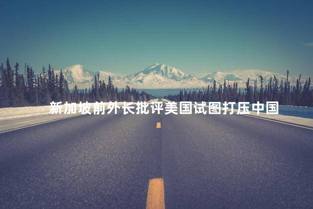 新加坡前外长批评美国试图打压中国
